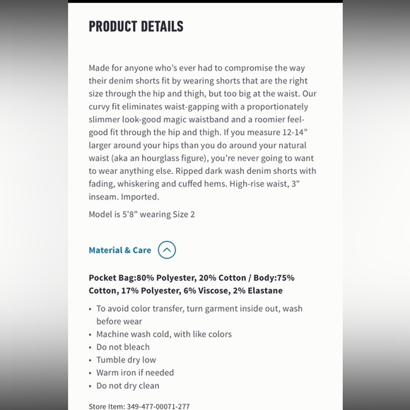 Hollister Curvy High-Rise Medium Ripped Wash Denim Shorts Size 32 - Picture 5 of 5